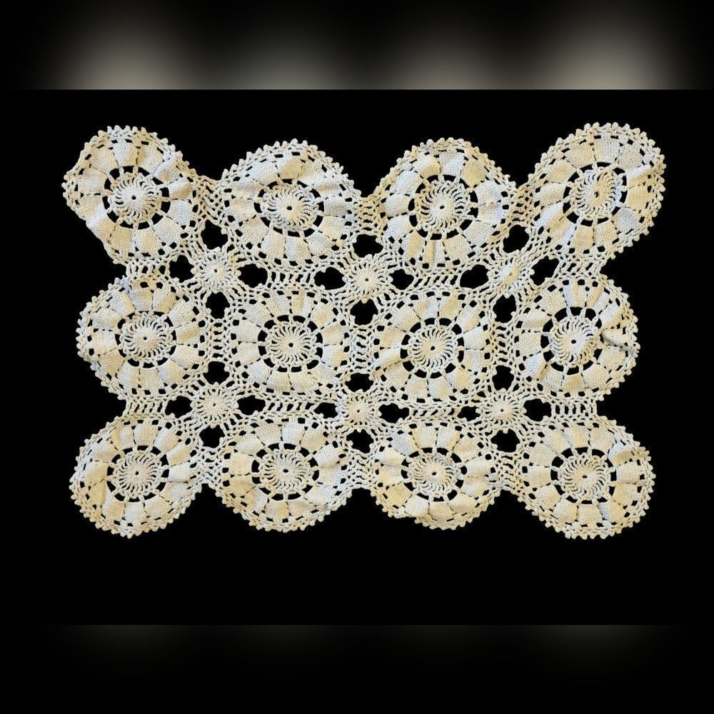 Vintage crocheted lotus diamond pattern doily